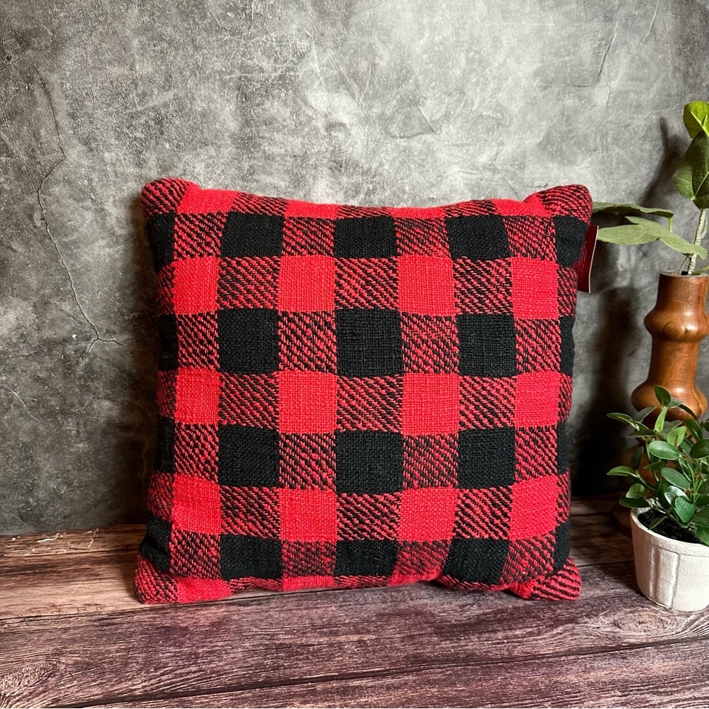 Wondershop Reversible Buffalo Check Red and Black Pillow